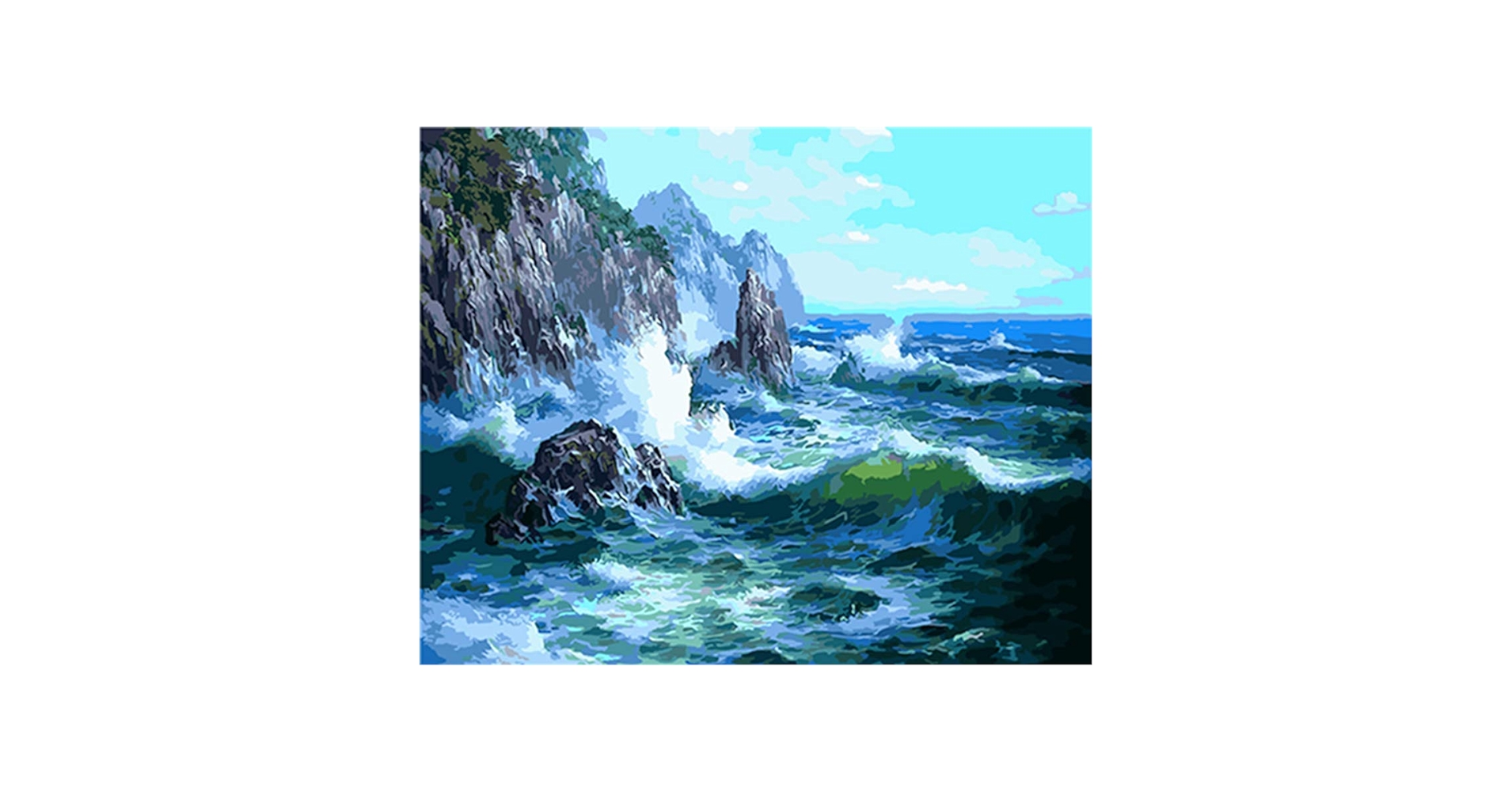 Amazon.co.jp: LovetheFamily 岩にぶつかる波 数字キットによる絵画